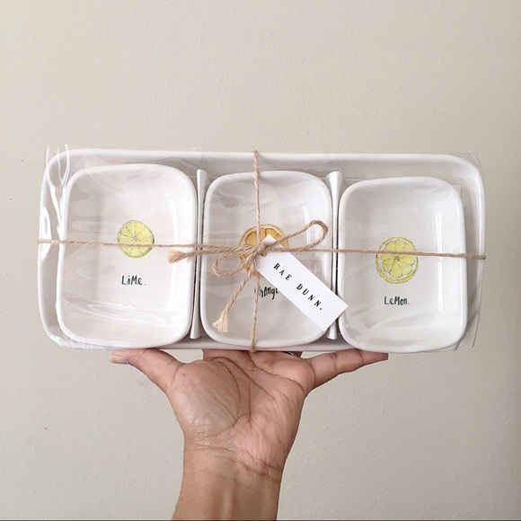 Rae Dunn Lime Orange Lemon 4 Piece Serving Set